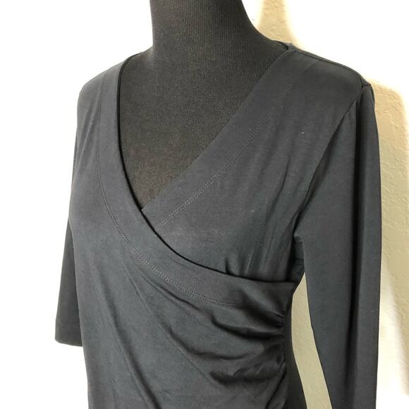 Soft Surroundings black faux wrap dress size Petite Small - Picture 6 of 13
